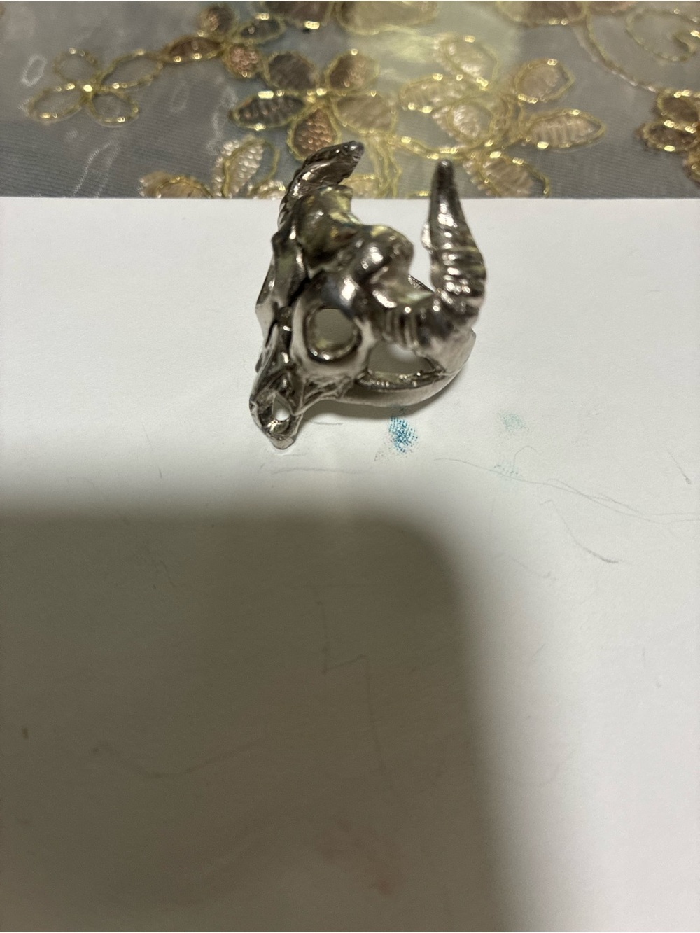 Silver Ram Skull Statement Ring